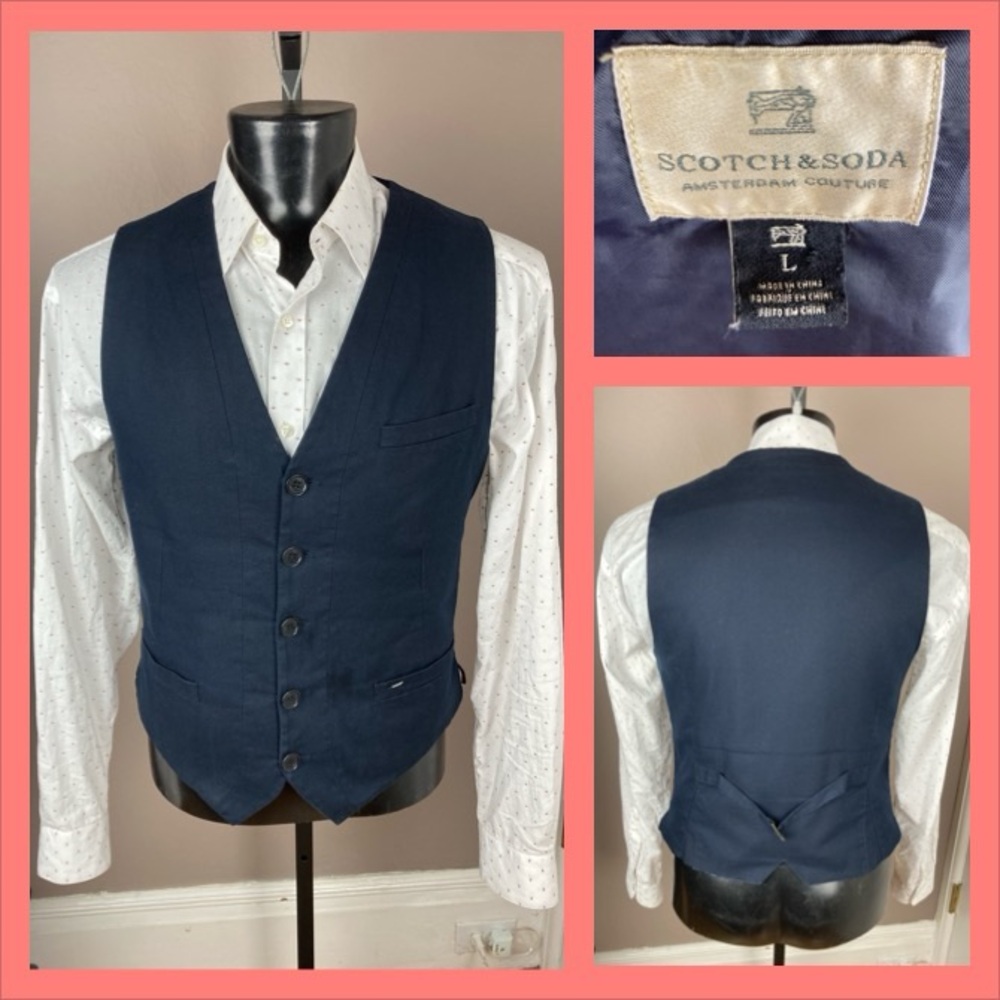 Scotch & Soda Men's Dark Blue Vest - Large